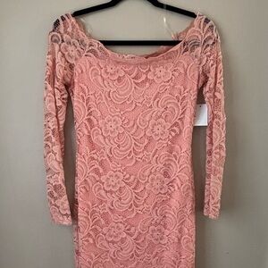 Charlotte Russe Pink Off-Shoulder Bodycon Dress